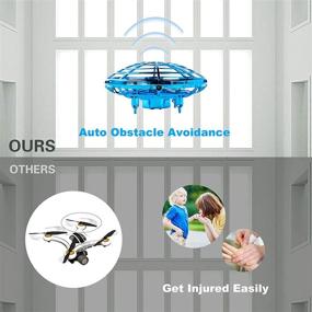 img 1 attached to 🚁 OMOTIYA Mini Flying Toys Hand Controlled Drone for Kids, LED Kids Drone for Age 8-12, 360 Degree Rolling, Colorful Lights, Indoor Drone for Family Game (Blue)