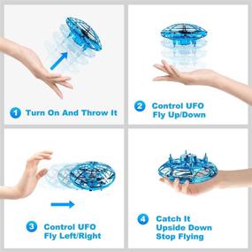 img 3 attached to 🚁 OMOTIYA Mini Flying Toys Hand Controlled Drone for Kids, LED Kids Drone for Age 8-12, 360 Degree Rolling, Colorful Lights, Indoor Drone for Family Game (Blue)