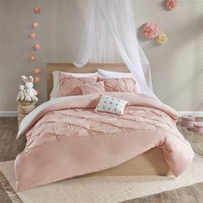 img 3 attached to 🛏️ Urban Habitat Kids Aurora Duvet Cover Set - 100% Cotton with Tufted Accent Stripe Poms and Polka Dot Reverse - Soft, All Season Bedding with Corner Ties, Buttoned Shams - Full/Queen Size - Blush