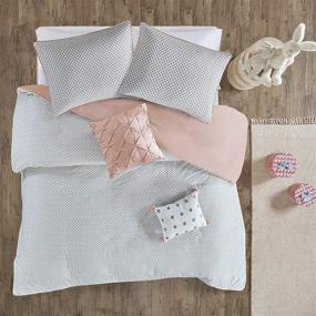 img 2 attached to 🛏️ Urban Habitat Kids Aurora Duvet Cover Set - 100% Cotton with Tufted Accent Stripe Poms and Polka Dot Reverse - Soft, All Season Bedding with Corner Ties, Buttoned Shams - Full/Queen Size - Blush