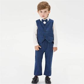 img 3 attached to Toddler Formal Classic Dresswear Outfit Boys' Clothing - Suits & Sport Coats