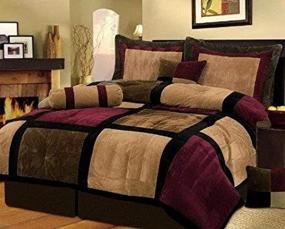 img 3 attached to 🛏️ Grand Linen 7 Piece Burgundy Brown Black Bed in a Bag Micro Suede King Comforter Set: Complete Bedroom Transformation with Accent Pillows