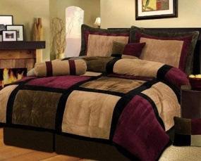 img 4 attached to 🛏️ Grand Linen 7 Piece Burgundy Brown Black Bed in a Bag Micro Suede King Comforter Set: Complete Bedroom Transformation with Accent Pillows