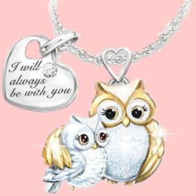 img 1 attached to 🦉✨ 925 Sterling Silver 'I Will Always be with You' Mantra Owl Pendant Necklace with Gold Plating