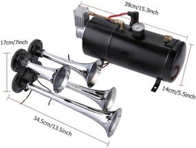 img 2 attached to 🚛 Hurbo 150DB Train Horns Kit for Trucks - Super Loud Air Horn Trumpet Set with 120 PSI Compressor and Gauge (Black)