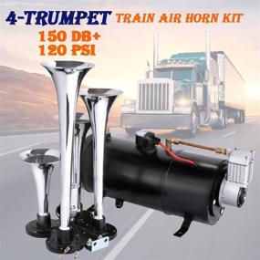 img 3 attached to 🚛 Hurbo 150DB Train Horns Kit for Trucks - Super Loud Air Horn Trumpet Set with 120 PSI Compressor and Gauge (Black)