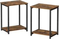 🛋️ industrial rustic brown and black end tables set of 2 with storage shelf - vasagle ulet272b01 for living room, study, bedroom logo