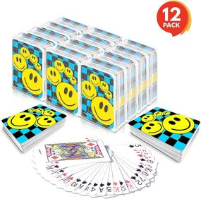 img 4 attached to 🃏 Gamie Mini Smile Playing Cards Deck - Pack of 12 - 2.5 Inches Tall - Blue Checkerboard Background - Poker Casino Cards - Carnival Prize, Party Favor and Gift Idea for Kids Ages 3+