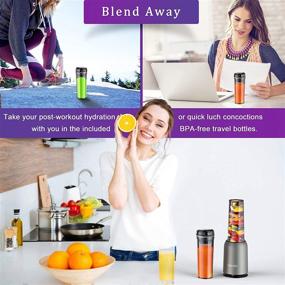 img 2 attached to 🥤 Cincred Personal Blender - Smoothie Blender for Milkshake, Fruit and Vegetable Drinks, Small Mini Food Blenders Processor Shake Mixer Maker with 2 Pieces 400ML Travel Cup