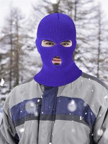 img 3 attached to 🧣 Stay Warm and Stylish with SATINIOR 2-Hole Knitted Full Face Cover Ski Neck Gaiter: The Ultimate Winter Balaclava for Outdoor Sports!