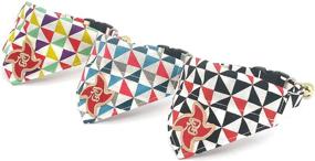 img 2 attached to 🐱 PetSoKoo Japan Ninja Bandana Cat Collar with Bell: 100% Cotton, Windmill Pattern, Cute Breakaway Girl Cat Collar - Soft