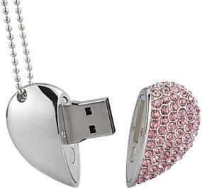 img 4 attached to 💖USB-флеш-накопитель RAOYI на 32 ГБ USB 2.0 в виде кристального сердца подвески-кулон на шею. Пендрайв розового цвета с украшениями.