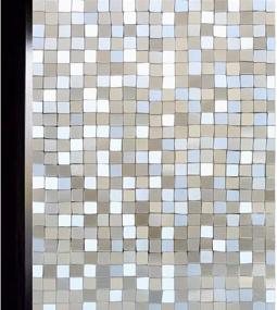 img 4 attached to Enhance Privacy with DUOFIRE Window Film: Stunning 3D Decorative Static Cling for Home and Office, Sun Blocking, No Glue Required - Big Mosaic Design, 17.7 x 78.7 in.