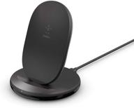 🔌 qi-certified 15w max fast charging stand by belkin - quick turbo cordless upright charger with universal qi compatibility for iphone, samsung galaxy, google pixel, and other qi devices logo