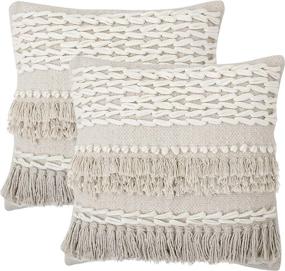 img 4 attached to 🌼 REDEARTH Tufted Throw Pillow Cushion Covers - Boho Textured Woven Decor Set for Couch, Sofa & Bed