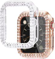 📱 новые чехлы newways 2-pack bling для apple watch se series 6 5 4 3 2 1, совместимые с 38 мм 40 мм 42 мм 44 мм, защитный бампер (40 мм, розовое золото/прозрачный) логотип