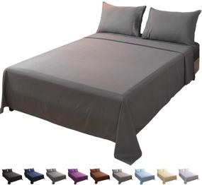 img 4 attached to 🛏️ LBRO2M Queen Size Bed Sheet Set - 1800 Thread Count, 100% Microfiber, 16" Deep Pocket - Dark Grey