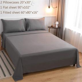 img 2 attached to 🛏️ LBRO2M Queen Size Bed Sheet Set - 1800 Thread Count, 100% Microfiber, 16" Deep Pocket - Dark Grey