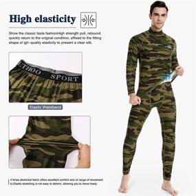 img 1 attached to 🔥 Warm & Cozy: Men's Thermal Underwear Set with Fleece Lining for Skiing and Winter Sports