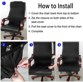 img 3 attached to 🪑 BTSKY Office Chair Covers: Stretchable Slipcovers for High Back Chairs - Large Size, Black (No Chair Included)