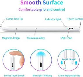 img 2 attached to 🖊️ Dual Touch Screen Stylus Pen: Rechargeable Active Stylus for iOS and Android Touchscreens/Phones - Compatible with Apple/Android/Samsung Tablets - 16.5CM, White