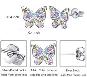 img 3 attached to 🦋 Hypoallergenic Crystal Butterfly Earrings with Safety Back for Girls and Women: Stylish and Safe Stud Earrings