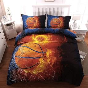 img 4 attached to 🏀 3D Basketball Duvet Cover Set Full(79x90 Inch), Annadaif Sports Bedding Set for Boys, Kids and Teens - 3 Pieces (1 Duvet Cover, 2 Pillowcases) with Zipper Closure - Sports Comforter Cover (No Comforter Included)