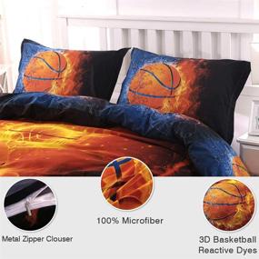 img 3 attached to 🏀 3D Basketball Duvet Cover Set Full(79x90 Inch), Annadaif Sports Bedding Set for Boys, Kids and Teens - 3 Pieces (1 Duvet Cover, 2 Pillowcases) with Zipper Closure - Sports Comforter Cover (No Comforter Included)