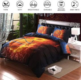 img 2 attached to 🏀 3D Basketball Duvet Cover Set Full(79x90 Inch), Annadaif Sports Bedding Set for Boys, Kids and Teens - 3 Pieces (1 Duvet Cover, 2 Pillowcases) with Zipper Closure - Sports Comforter Cover (No Comforter Included)