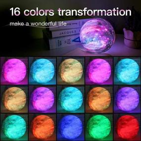 img 1 attached to 3D Galaxy Star Moon Lamp Night Light for Kids - 5.9 Inch LED Globe Light with Wood Stand, 16 Colors, Touch and Remote Control - USB Rechargeable - Perfect for Baby Girls, Boys, and Family Birthdays