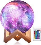 3d galaxy star moon lamp night light for kids - 5.9 inch led globe light with wood stand, 16 colors, touch and remote control - usb rechargeable - perfect for baby girls, boys, and family birthdays логотип