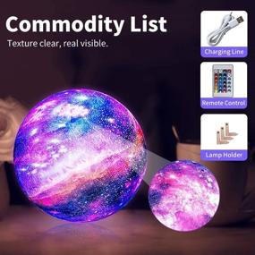 img 3 attached to 3D Galaxy Star Moon Lamp Night Light for Kids - 5.9 Inch LED Globe Light with Wood Stand, 16 Colors, Touch and Remote Control - USB Rechargeable - Perfect for Baby Girls, Boys, and Family Birthdays