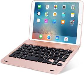 img 4 attached to 🌹 ONHI Wireless Keyboard for iPad Mini: Foldable Folio Flip Case with Silent Typing & Folding Stand - Rose Gold