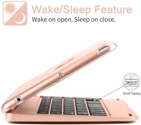 img 2 attached to 🌹 ONHI Wireless Keyboard for iPad Mini: Foldable Folio Flip Case with Silent Typing & Folding Stand - Rose Gold