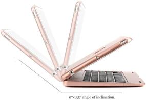 img 1 attached to 🌹 ONHI Wireless Keyboard for iPad Mini: Foldable Folio Flip Case with Silent Typing & Folding Stand - Rose Gold