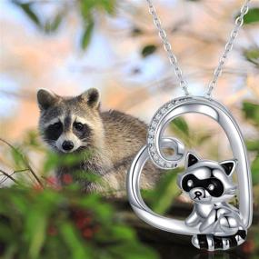 img 1 attached to 🦝 Raccoon Hug Love Heart Pendant Necklace: Sterling Silver Cute Animal Jewelry for Women and Teen Girls