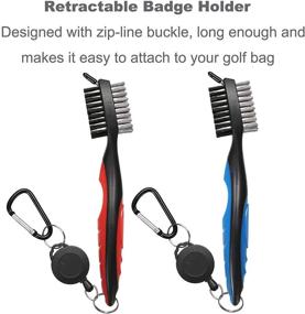 img 1 attached to 🏌️ Premium Golf Club Brush Groove Cleaner Set with Retractable Zip-line and Aluminum Carabiner Cleaning Tools
