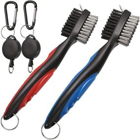 img 4 attached to 🏌️ Premium Golf Club Brush Groove Cleaner Set with Retractable Zip-line and Aluminum Carabiner Cleaning Tools