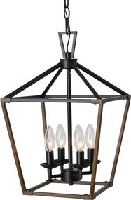 img 4 attached to 🏡 Rustic Chandelier Lantern Pendant Light: Stylish Farmhouse Hanging Light Fixtures for Kitchen Island, Dining Room, and Entryway