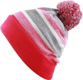 img 3 attached to 🏻 The Hat Depot Kids Cuffed Beanie: Knit Stripe Pom Winter Hat for Trendy Youngsters