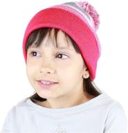 🏻 the hat depot kids cuffed beanie: knit stripe pom winter hat for trendy youngsters логотип