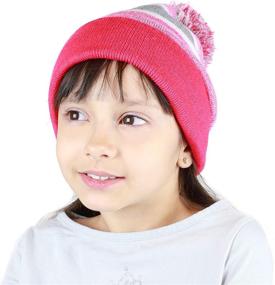 img 4 attached to 🏻 The Hat Depot Kids Cuffed Beanie: Knit Stripe Pom Winter Hat for Trendy Youngsters