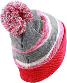 img 2 attached to 🏻 The Hat Depot Kids Cuffed Beanie: Knit Stripe Pom Winter Hat for Trendy Youngsters