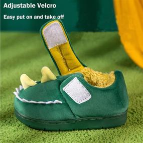 img 2 attached to 🦖 Cozy Plush Dinosaur Toddler Slippers for Boys and Girls - Non-Slip Indoor House Shoes, Perfect for Winter