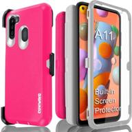 📱 covrware tri series case for samsung galaxy a11 - pink: screen protector, holster belt clip, kickstand, heavy duty full body armor - shockproof protection logo