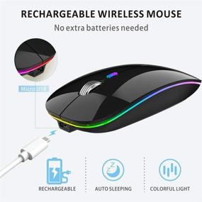 img 1 attached to 🖱️ Uiosmuph G12 LED Wireless Mouse - Slim, Rechargeable & Silent | USB Optical Mice with 2.4G Connectivity