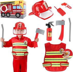 img 4 attached to 👻 Halloween Firefighter Costume with Fireman Accessories