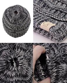 img 1 attached to 🎀 C.C BeanieTail Kids' Soft Cable Knit Messy High Bun Ponytail Beanie Hat: A Cozy & Stylish Accessory for Children