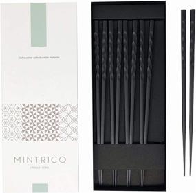 img 4 attached to 🥢 Wave Design Mintrico Reusable Chopsticks Set - Luxury Japanese Style, Dishwasher Safe - 5 Pairs