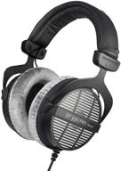 beyerdynamic dt 990 pro: premium studio monitor headphones - open-back stereo design, wired (80 ohm, grey) logo